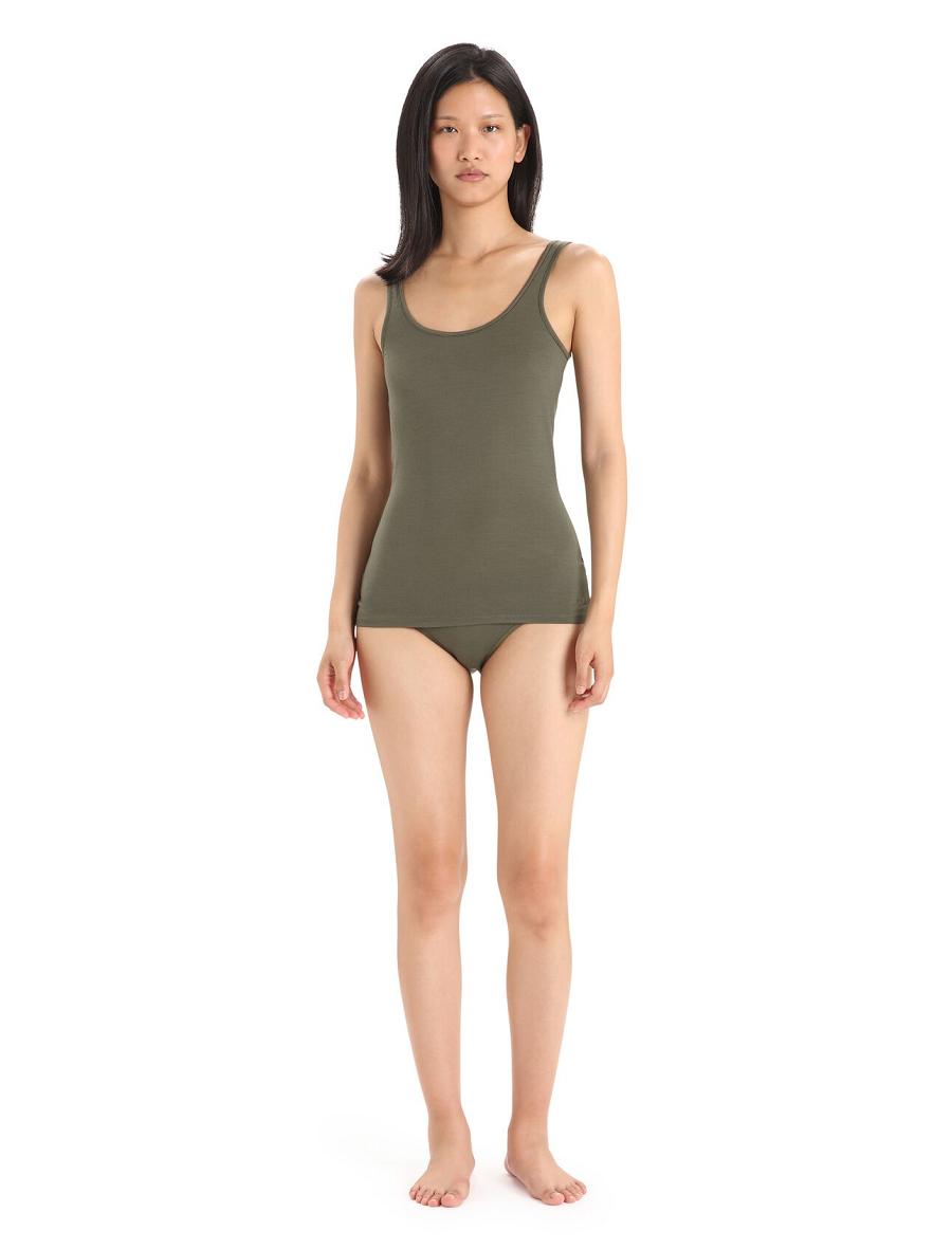 Women's Icebreaker Merino Siren Tank Top Underwear Loden | CA 1234RVDW